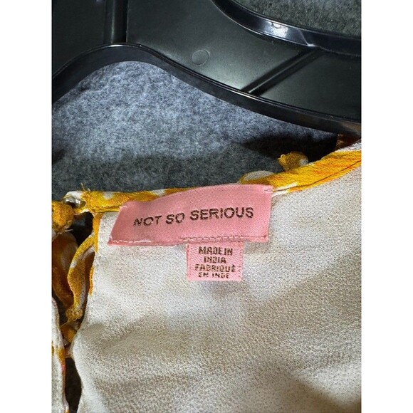 Anthropologie Not So Serious Dress Women Small Marigold Mini Balloon Sleeve Boho - Picture 3 of 9